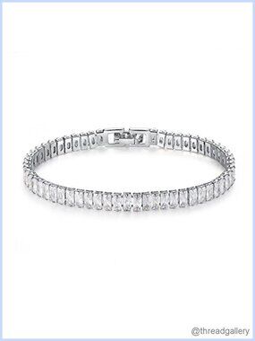 Adjustable Tennis Bracelet Cubic Zirconia White Gold Plated